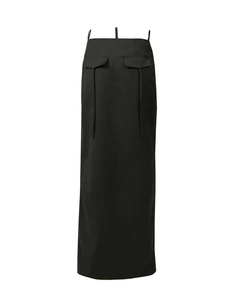 open-front black maxi skirt