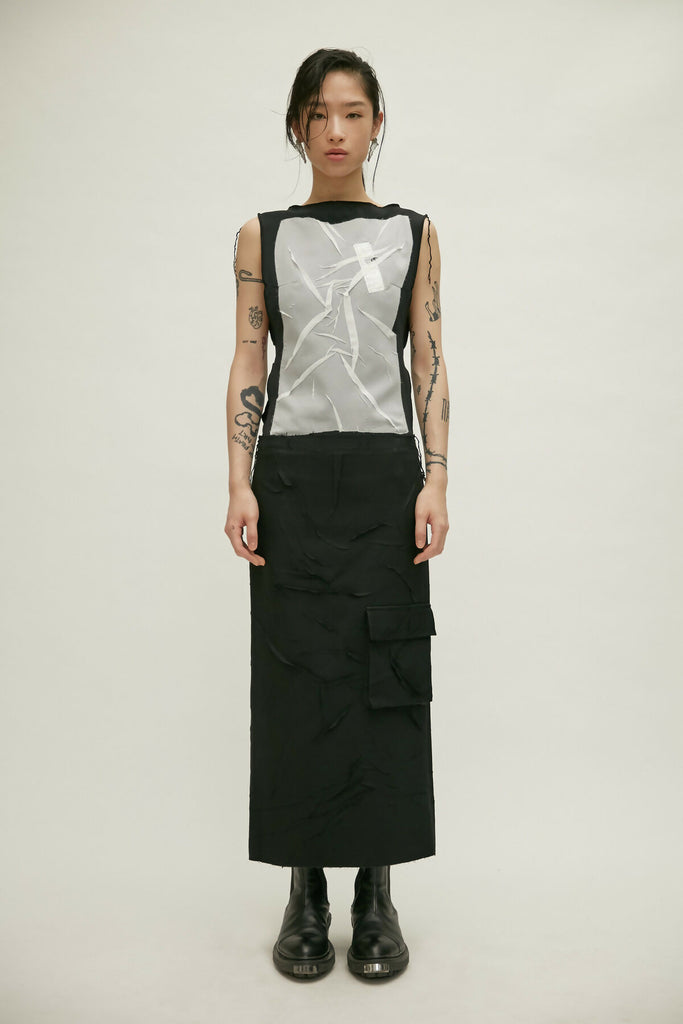 Creased Low Rise Skirt (Black)