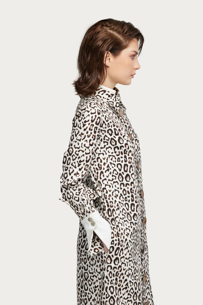 Leopard Print Midi Shirt Dress