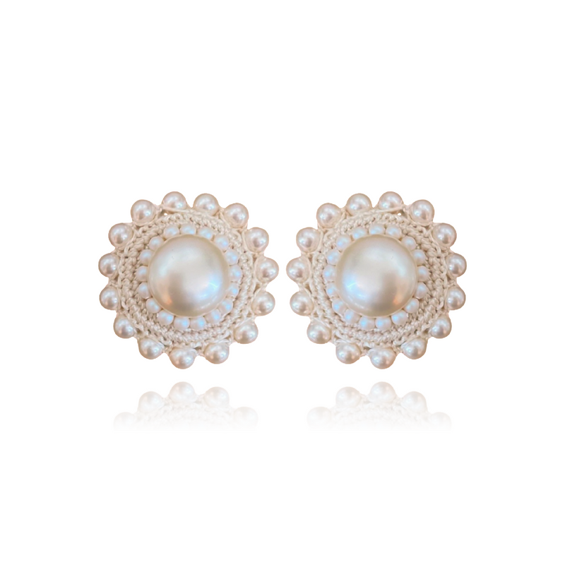 Cream Rose Pearl Studs