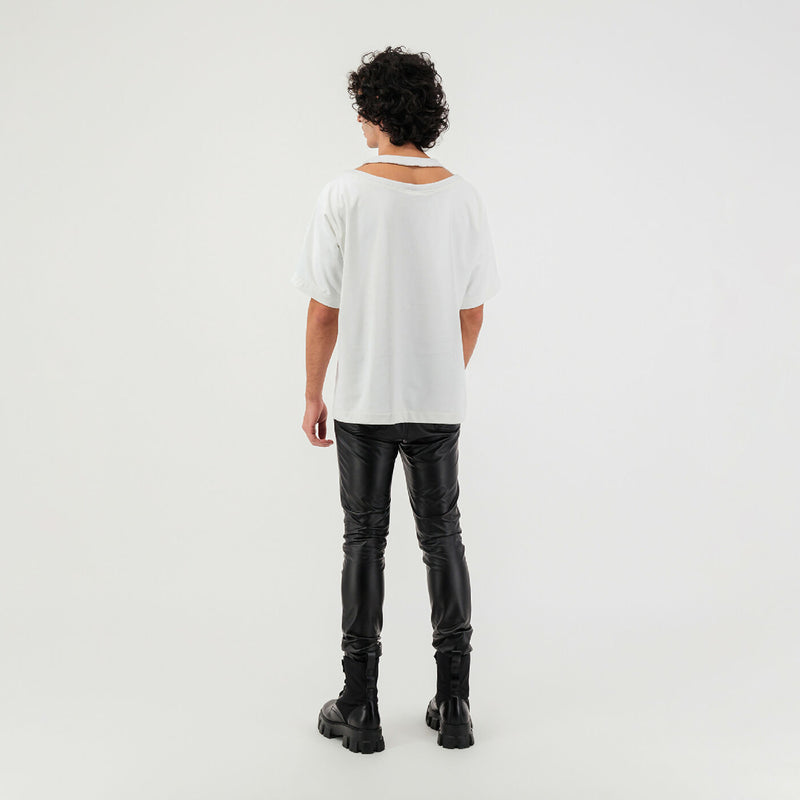 SNAKE PRINT DOUBLE COLLAR T - SHIRT