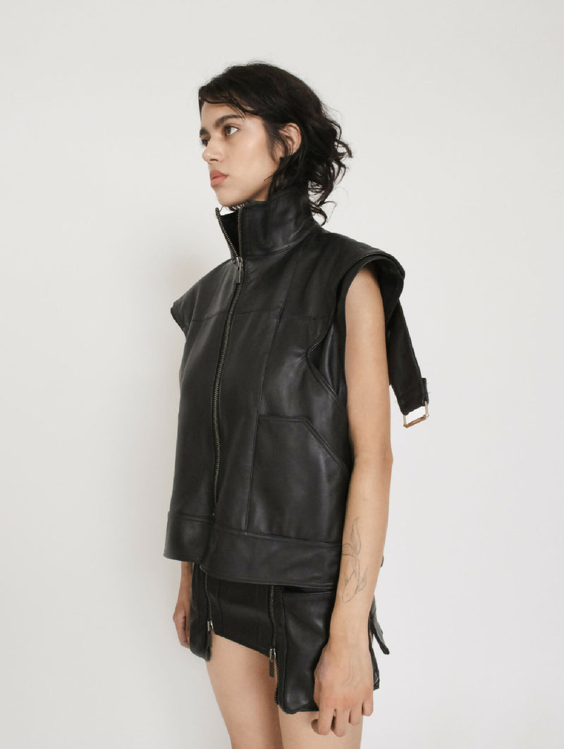 Women Short Leather Vest