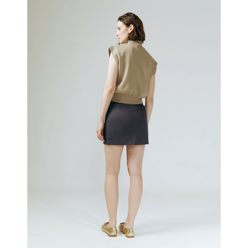 WILMA DOUBLE POCKET GRAPHITE MINI SKIRT