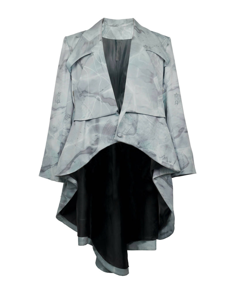 Deconstructed Tailcoat Long Printed Suit Jacket