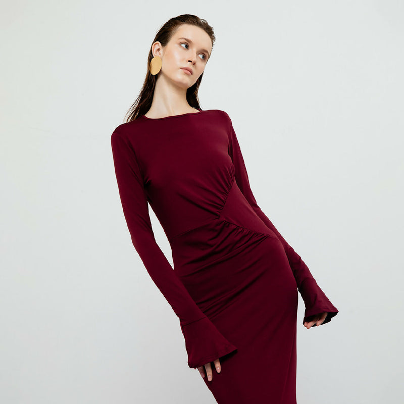 SERENA MAROON BODYCON MAXI DRESS 1