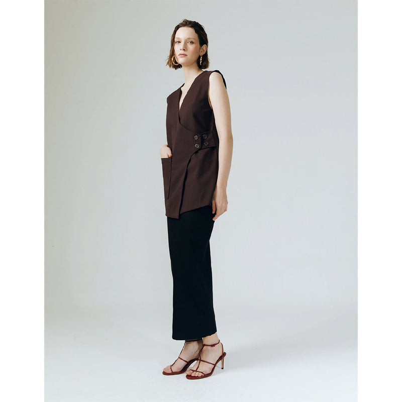 HELSEY DARK BROWN LOOSE VEST