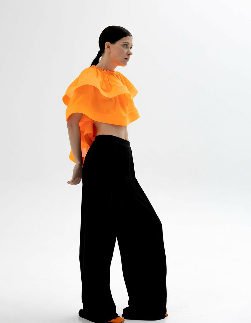 Cropped transformer voile silk cotton top-bolero