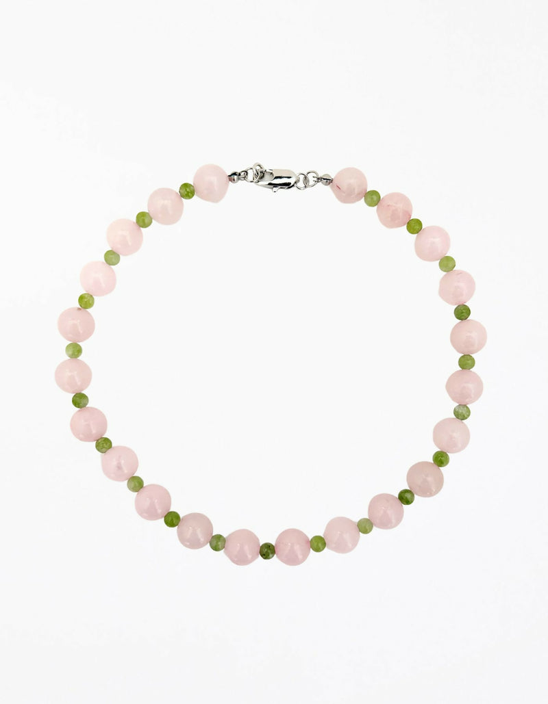 Edelie Rose Quartz Green Peridot Collar Necklace