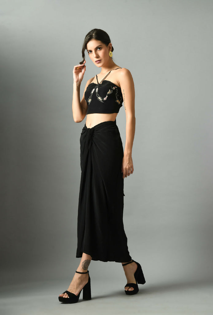 Nur bustier with moonshine Drape skirt