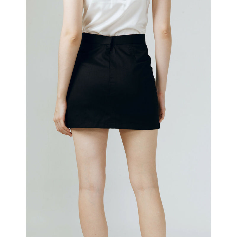 WILMA DOUBLE POCKET BLACK MINI SKIRT