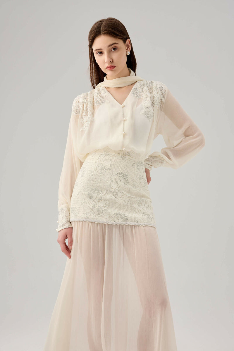 Chiffon lace shirt