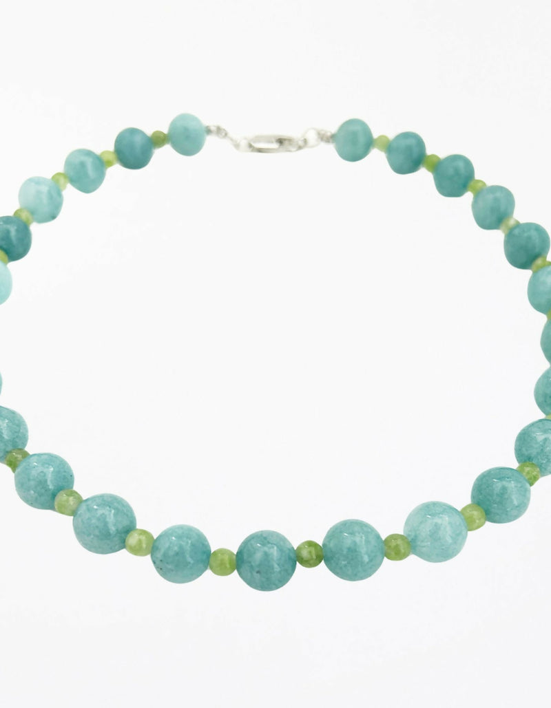 Clarette Blue Chalcedony Green Peridot Collar Necklace