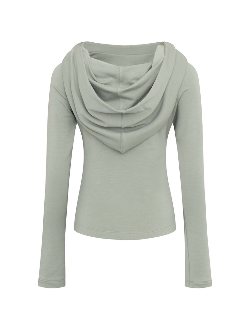 Cowl Neck Soft Slim Hoodie