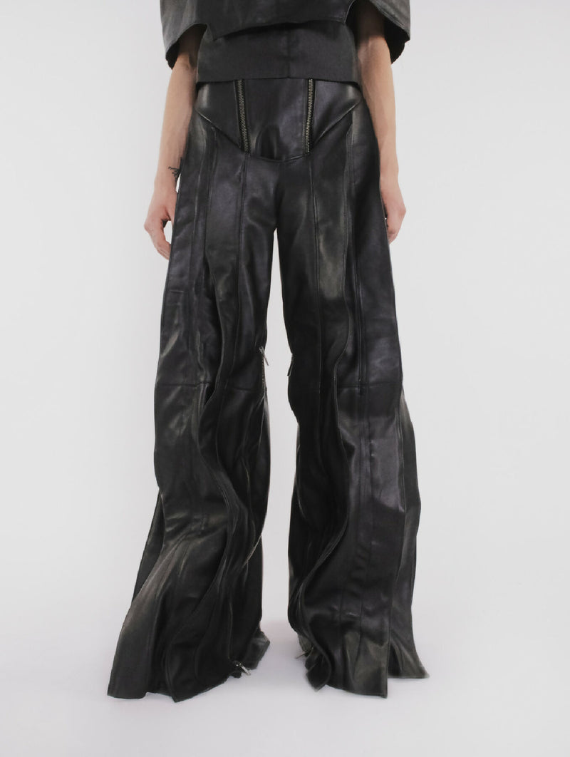 Men Leather Fringed Pants