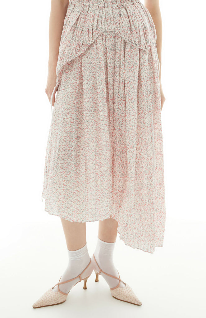 Floral-Print Pleated Skirt