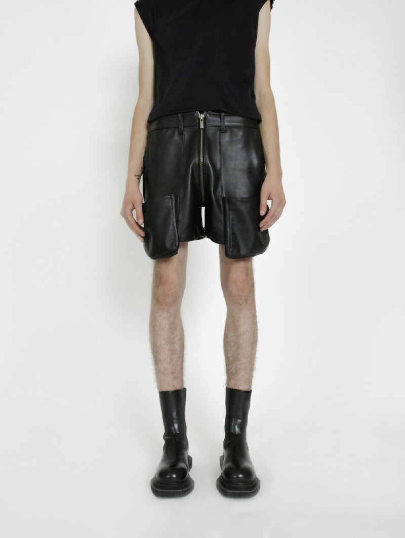 Leather Pocket Short Pants