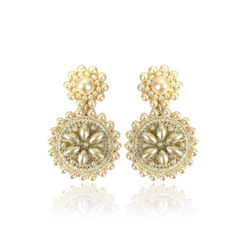 Flower Drop Earrings Pearl