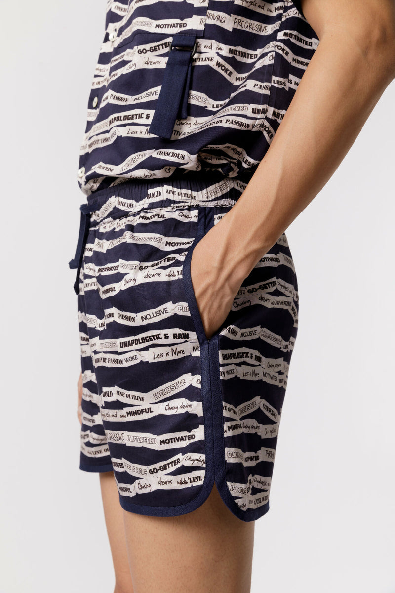 Printed curved hem shorts