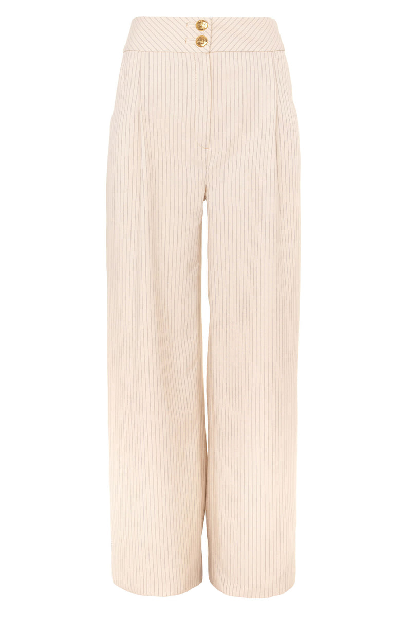 BEIGE TROUSERS WITH STRIPES AND GOLD BUTTONS