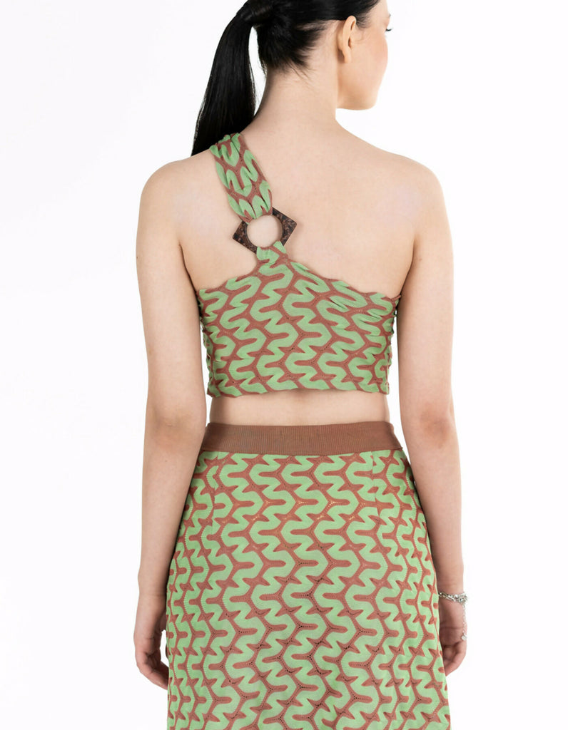 Green one-shoulder top