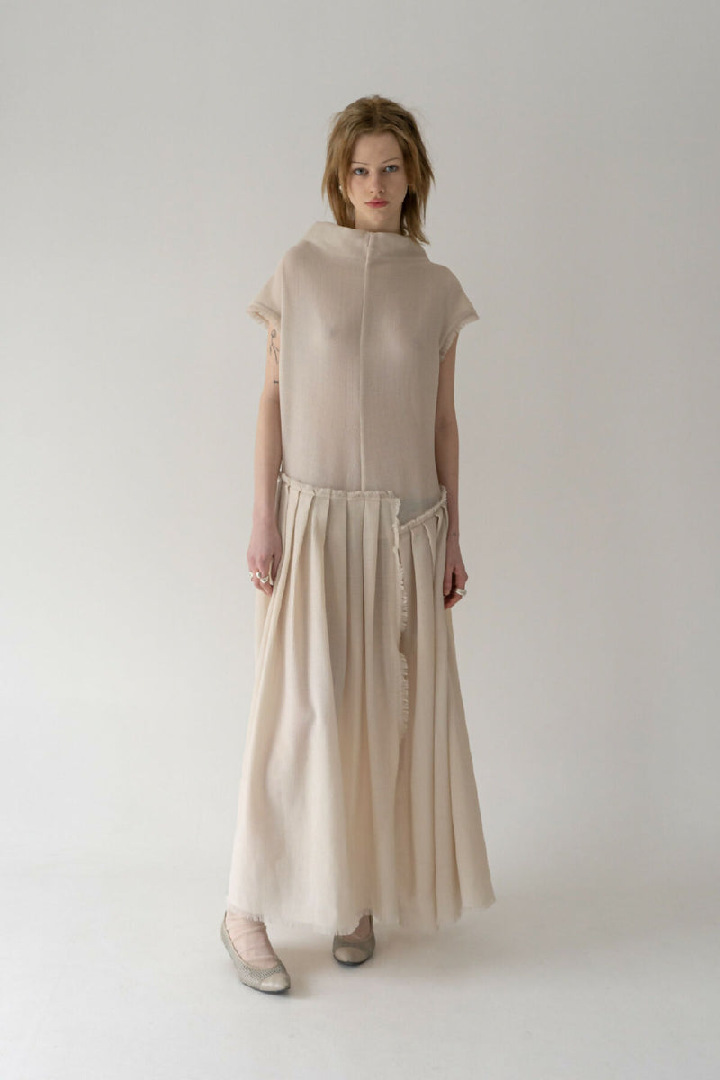 YERUSALIMKA CREAM WOOL DRESS