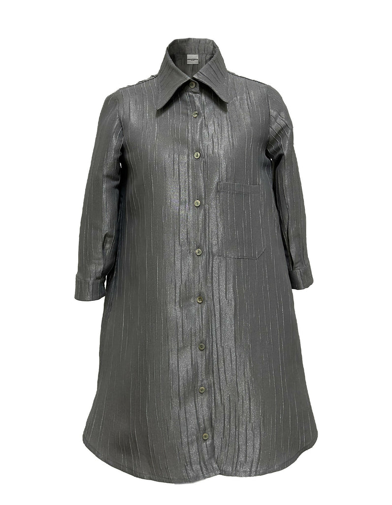 Jacquard shirt dress with breast pocket