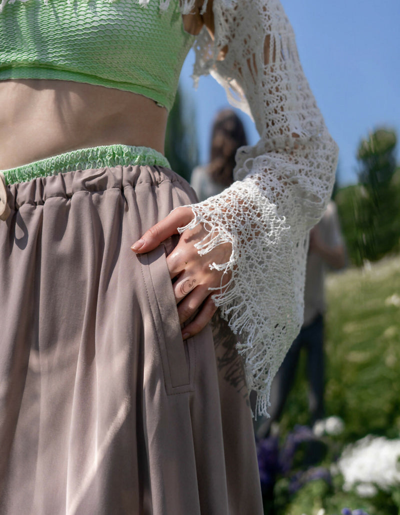 Brown maxi skirt with laces