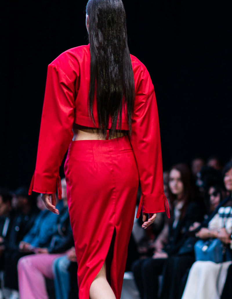 Red maxi skirt