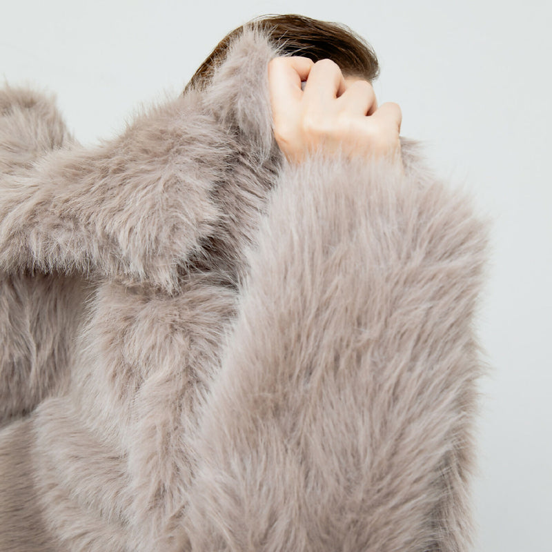 NICOLINE GREY FAUX FUR COAT OUTERWEAR 6