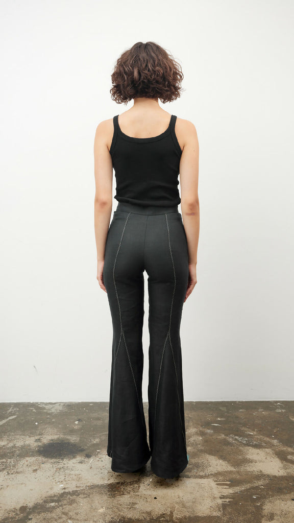 Black Zig-Zag Flare Pants