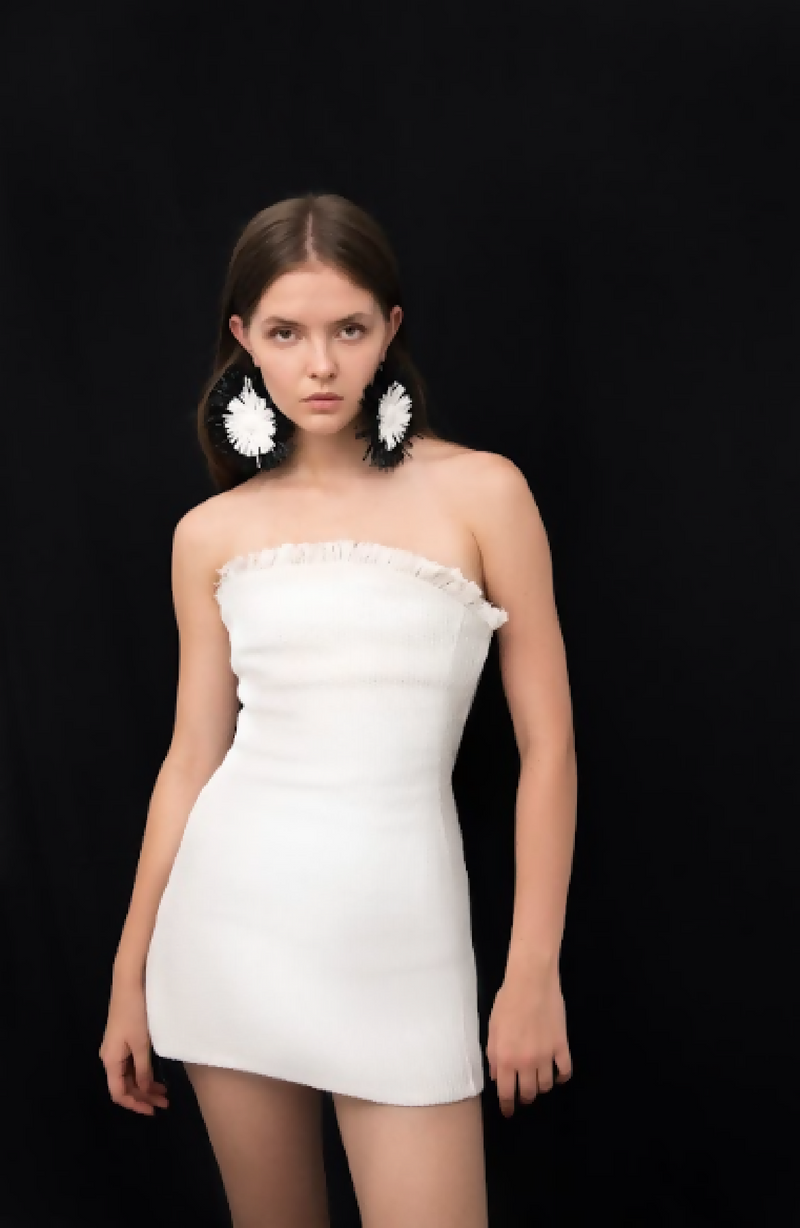 White Raffia Dress