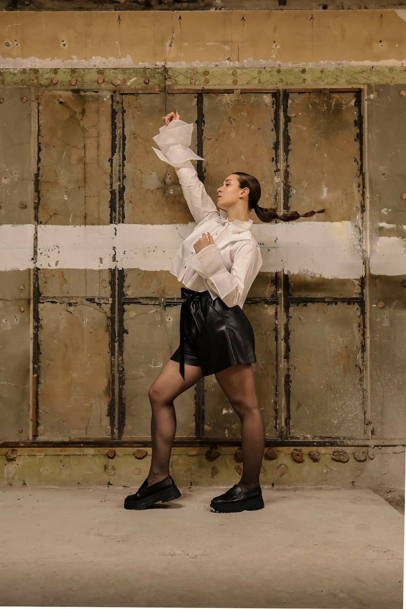 White organza cropped shirt