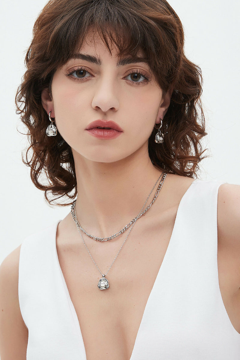 Aria Silver Necklace Layer - Translucent White