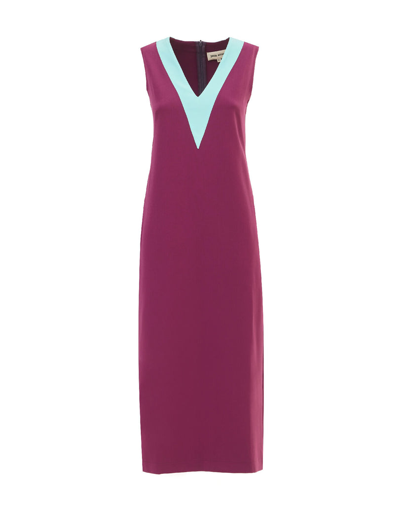 Sleeveless V-Neck Midi Dress Dark Fuchsia