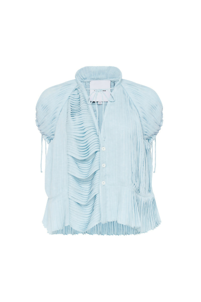 Fully Hand-Pleated Button-Fastening Blouse