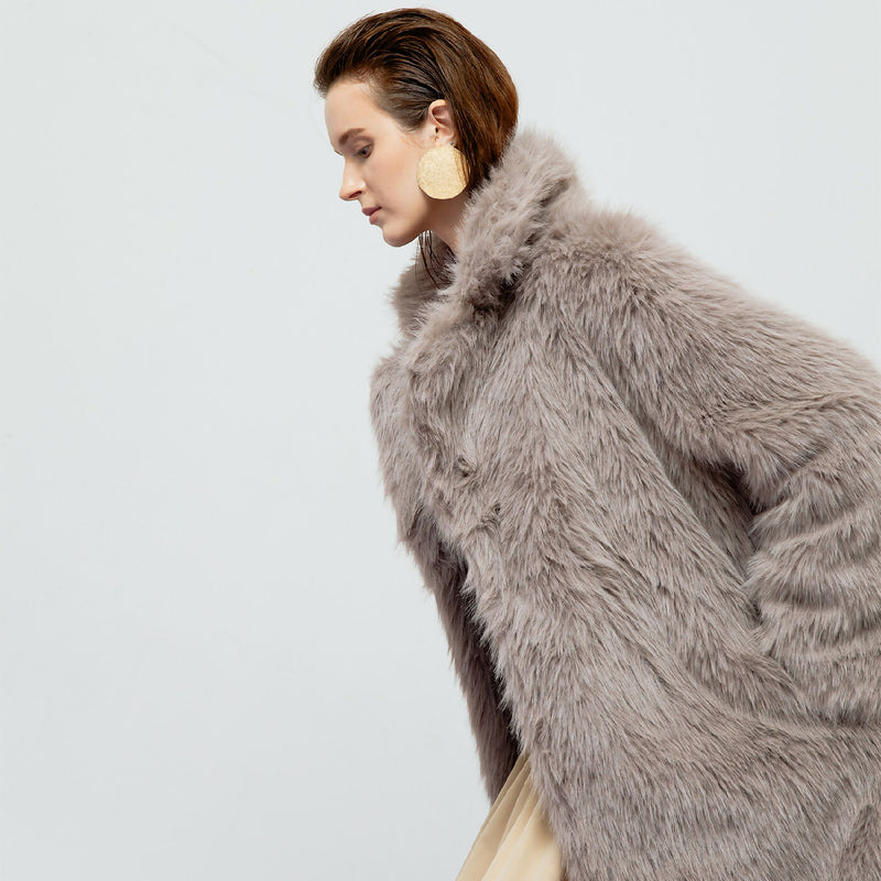 NICOLINE GREY FAUX FUR COAT OUTERWEAR 5