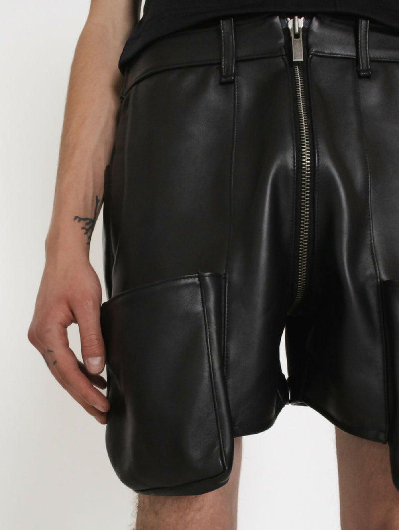 Leather Pocket Short Pants