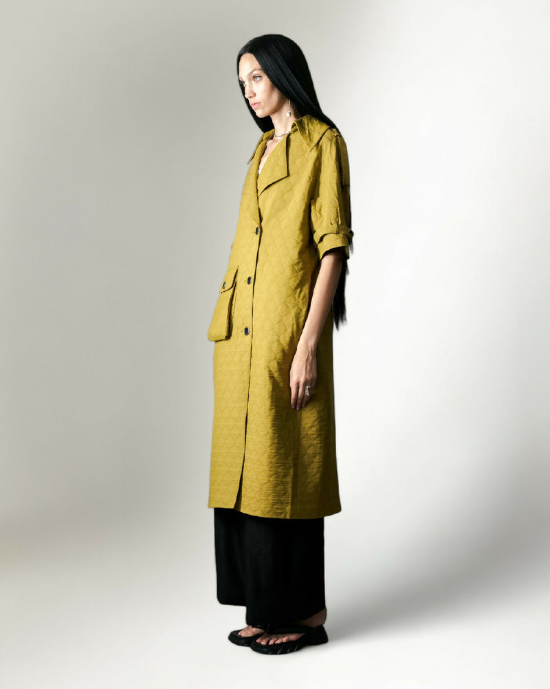 SOILD QUILTED TRENCH COAT