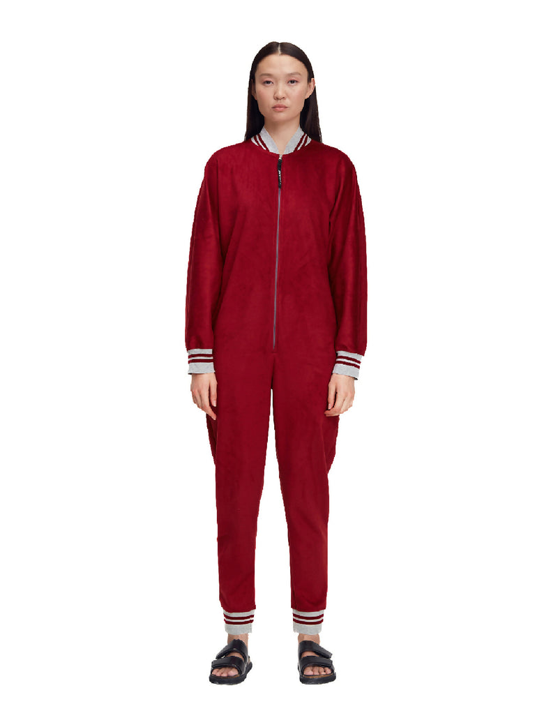 Viscose Bombersuit Jumpsuit- Red/Pink/Grey