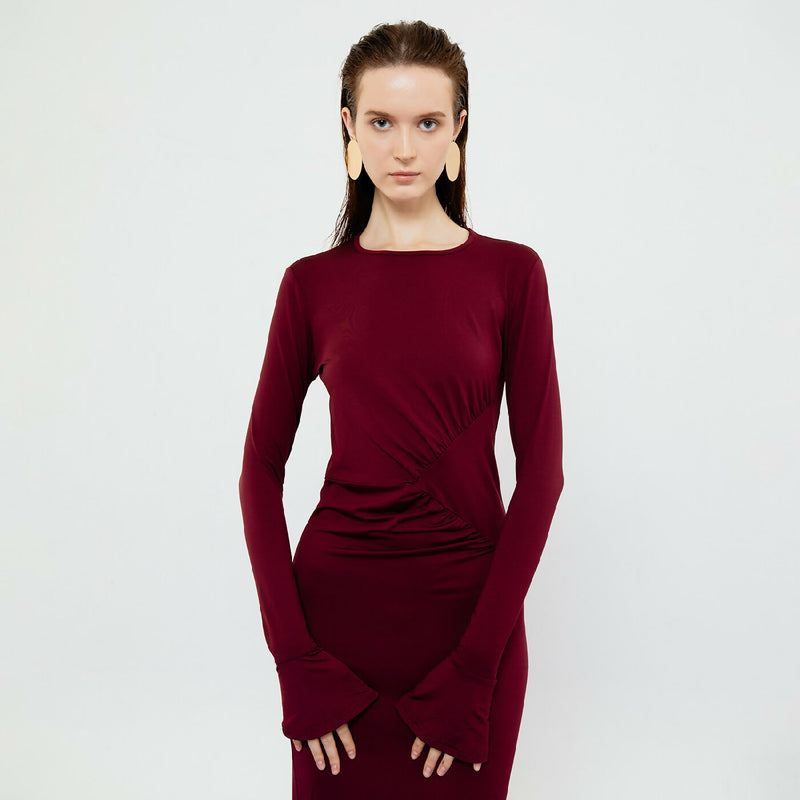 SERENA MAROON BODYCON MAXI DRESS 4