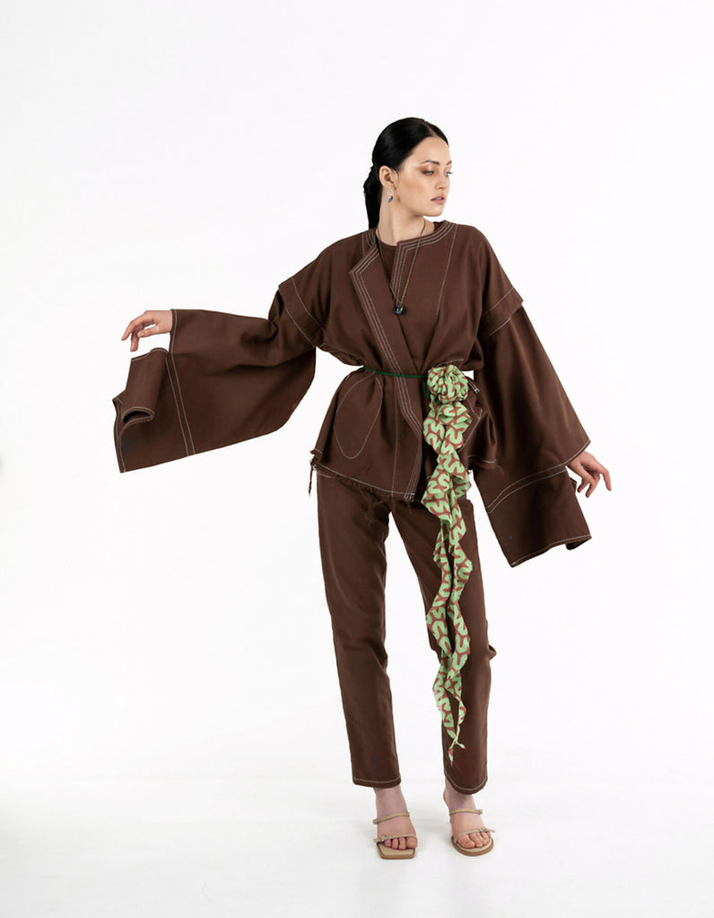 Brown denim kimono