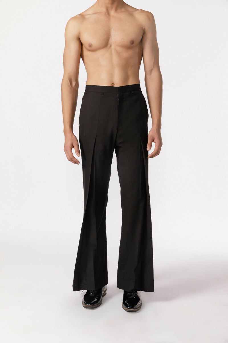 Wide leg pleated pants (black)