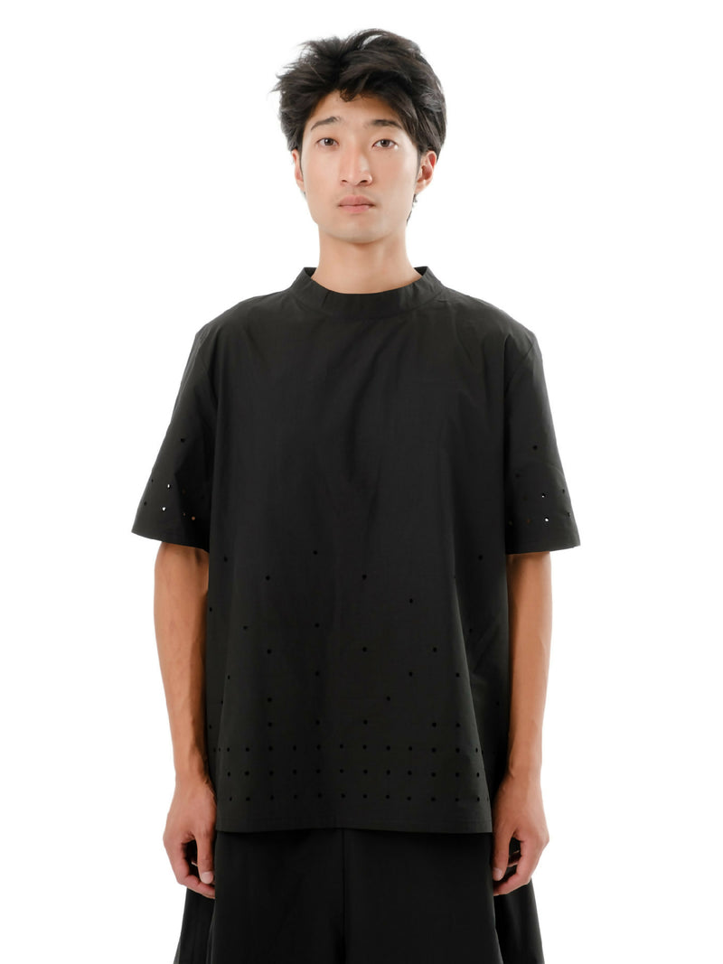 DIAPHANUM MOCK NECK PUNCHED HOLE SHIRT