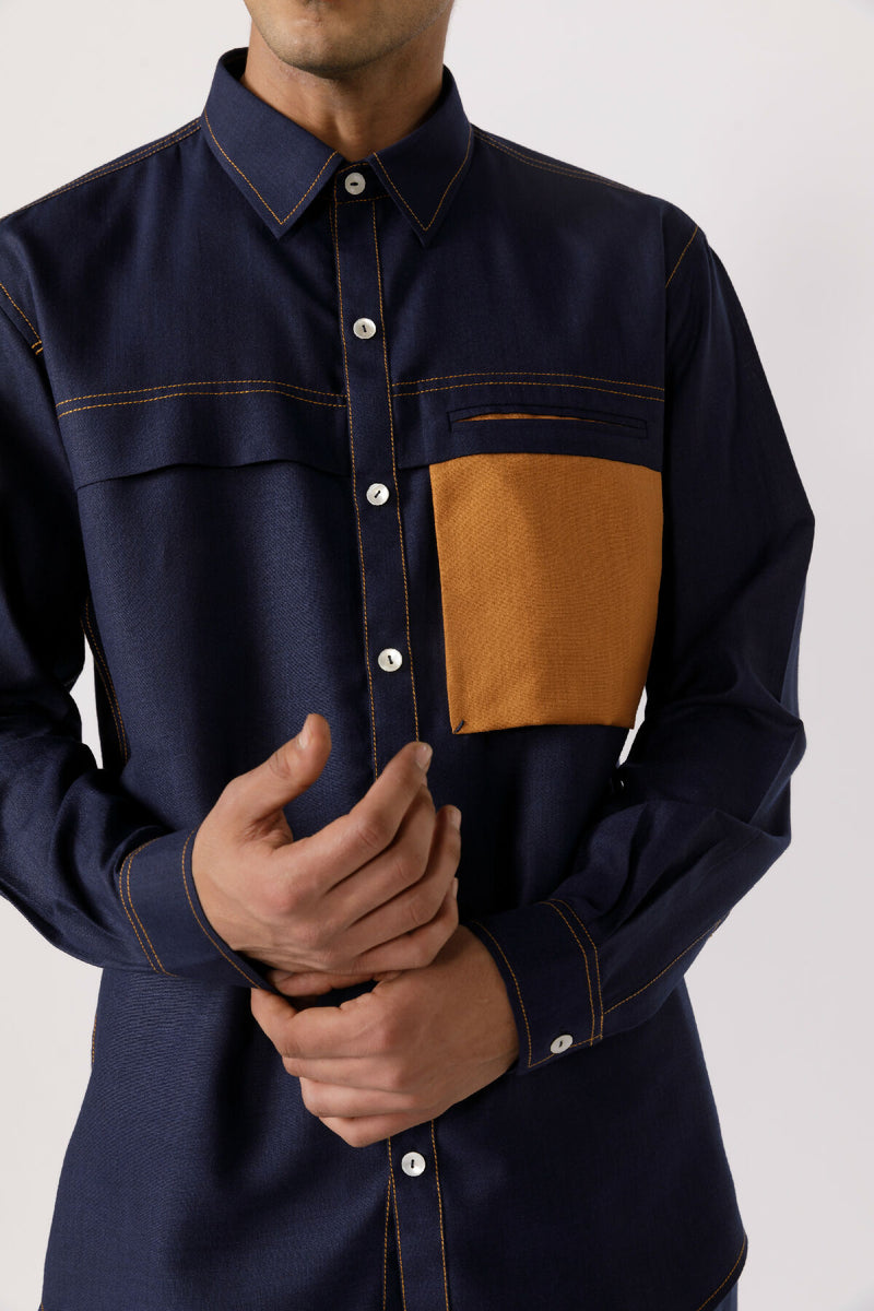 Contrast patch pocket shirt