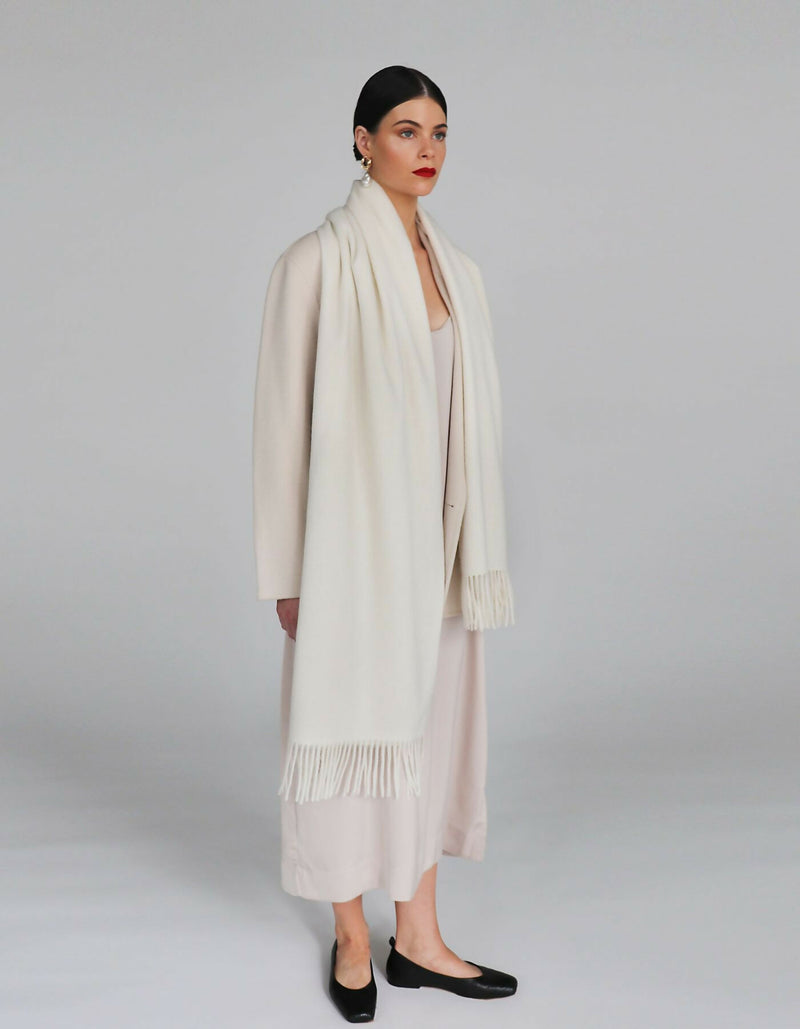 Helena Cashmere Shawl - Blanc