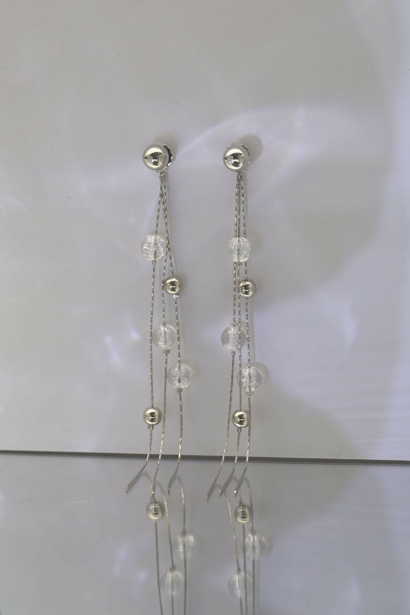 Crystal and Silver Bead Drop Earrings