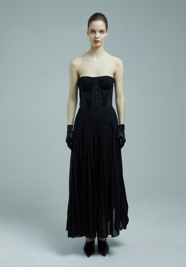 Pleated Strapless Dress