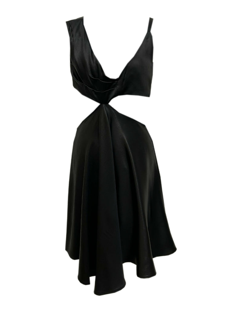 Asymmetric slashed bias dress