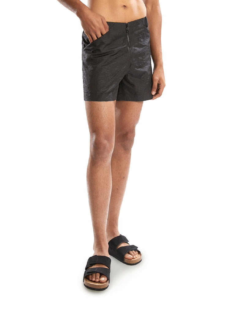 Black embossed shorts