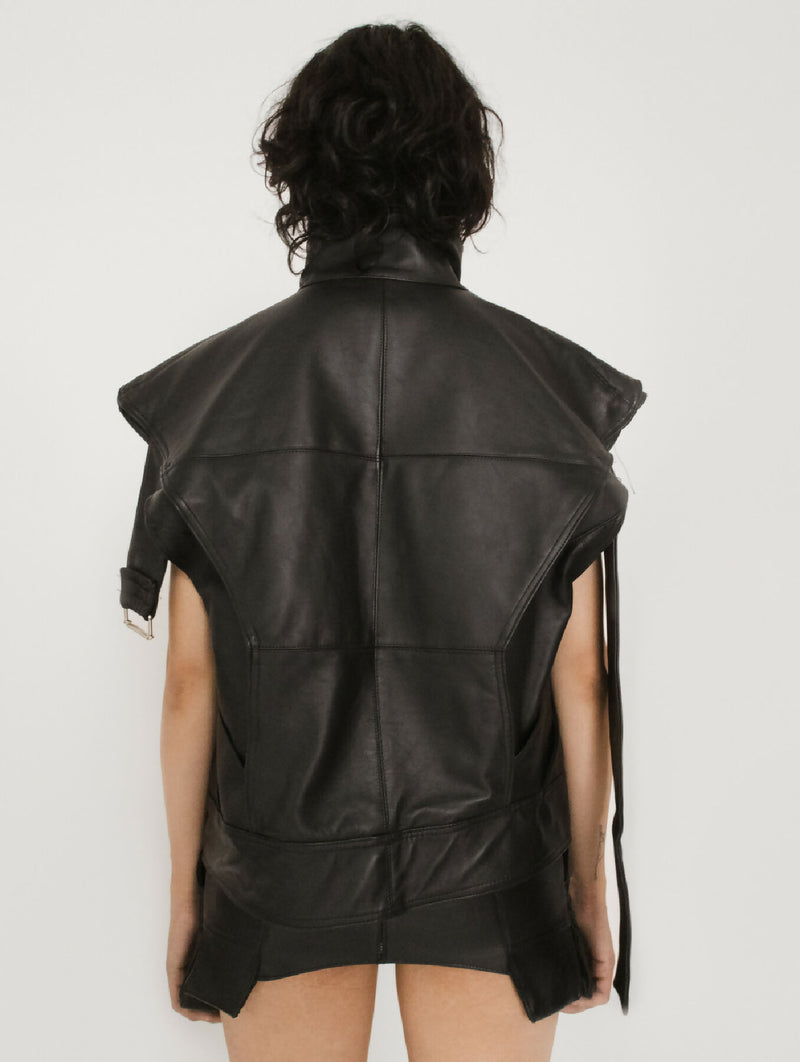 Women Short Leather Vest